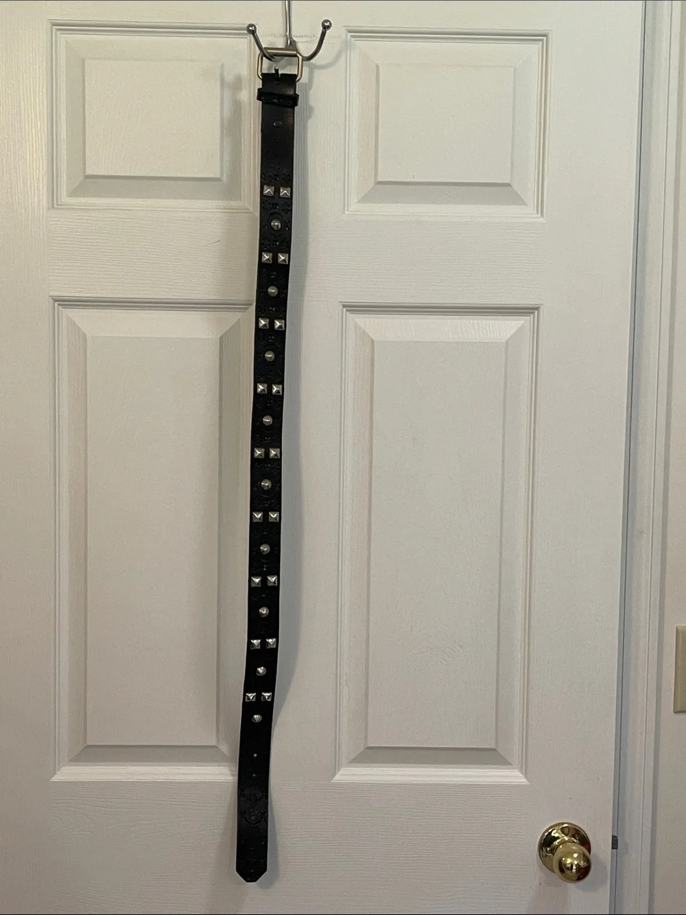 Men’s Black Studded Leather Accent Belt -